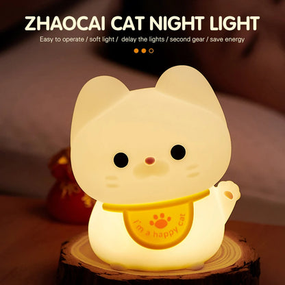 Adorable Kawaii Cat LED Night Light 🐾✨ | Cute Rechargeable Mood Lamp for Dreamy Bedrooms 🌙💖