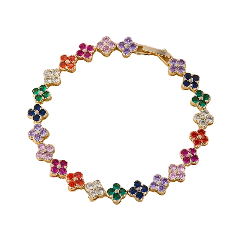 Kawaii Colorful Floral Zircon Bracelets 🌸✨ | ZAKOL's Playful Party Jewelry for Women 🎉