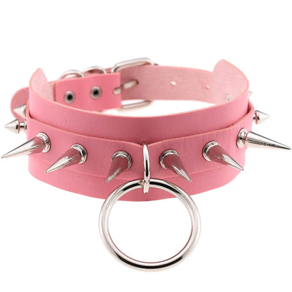 Pink Lace Leather Choker With Heart Pendant, Punk Gothic Style ✨💗