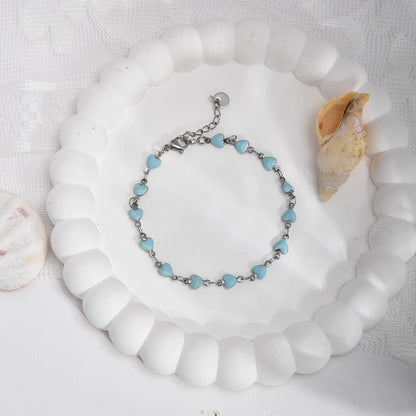 Charming Heart Shaped Chain Bracelet Stainless Steel 14K Plated Chic Jewelry For Women 💗💎✨