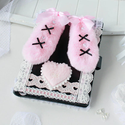 Lace Handmade Kpop Photocard Album A5 PU Leather Plush Pink Black Idol Keeper 📚💖