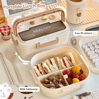 ✨ Adorable Bento Buddy: Cute & Compact Lunch Box with Fun Compartments for School & Picnics! 🍱🎒 - Pixie Quill