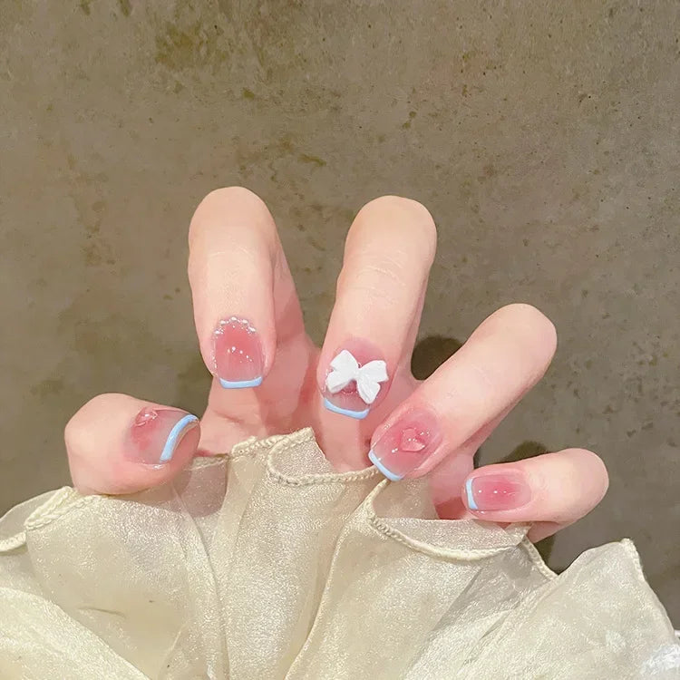 Cute Kawaii Bunny Press-On Nails 🐰✨ | 24 Pcs Full Coverage Acrylic Nail Art Set 🎨 | Reusable & Adorable Fake Nails with Tools! 💅🌸