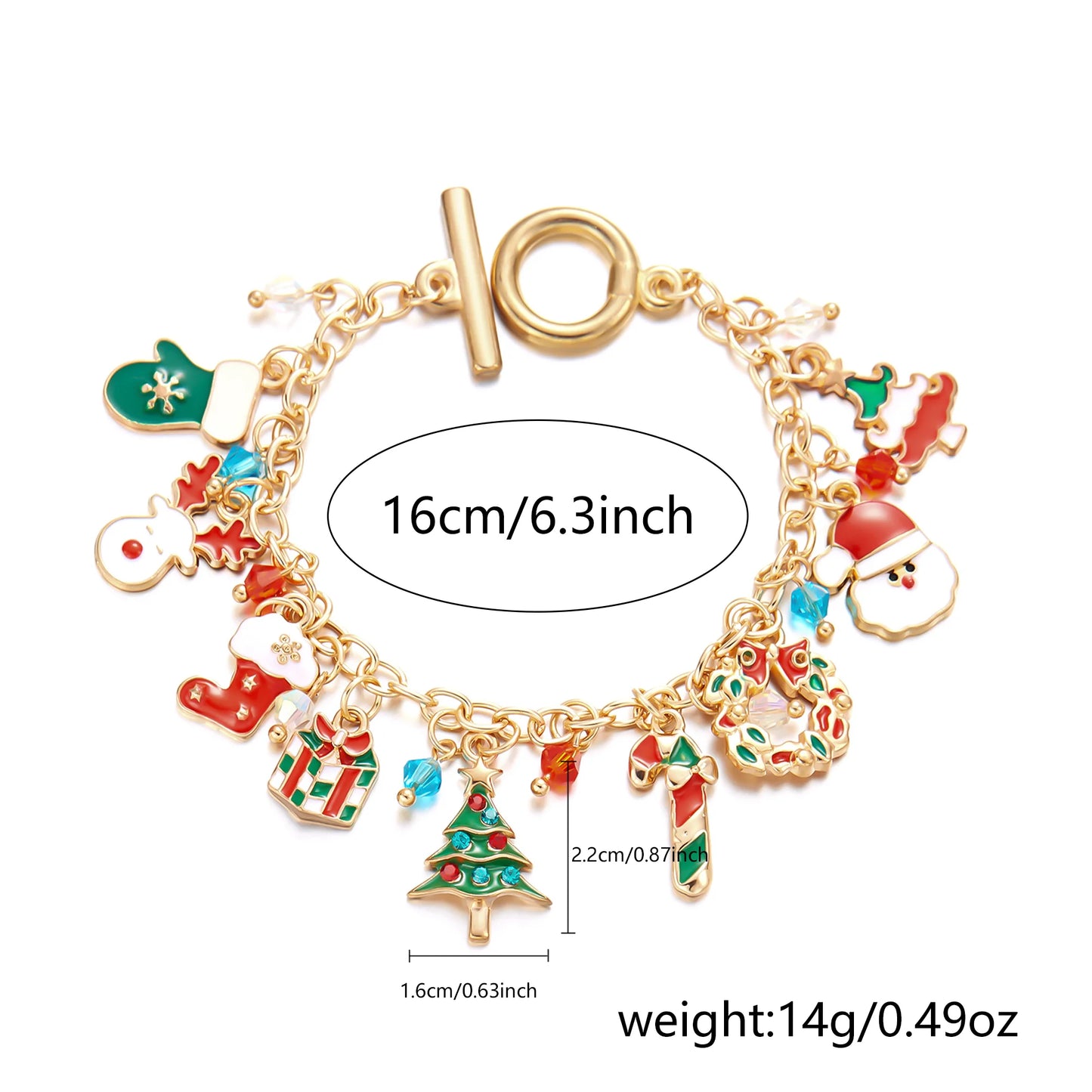 Whimsical Christmas Bracelet With Santa Snowman Star Pendant Jewelry Adjustable🎄