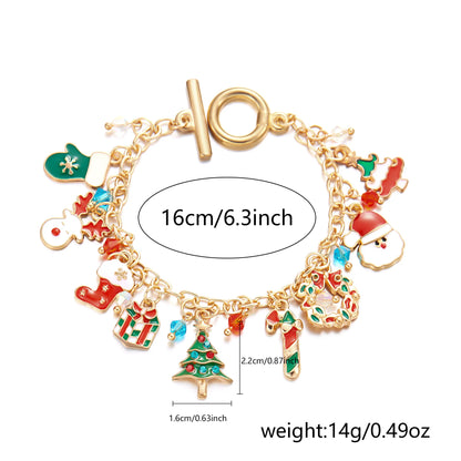 Whimsical Christmas Bracelet With Santa Snowman Star Pendant Jewelry Adjustable🎄