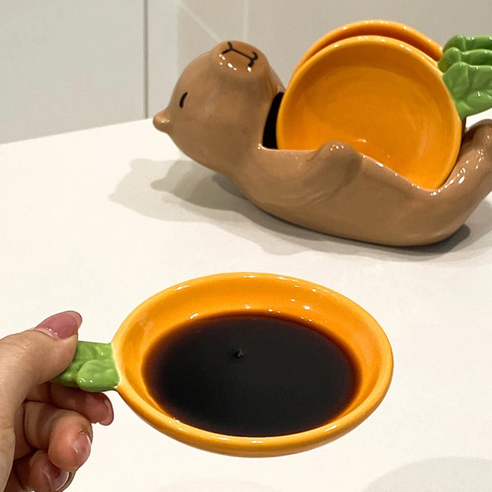 Kawaii Capybara Porcelain Dish Set 🍲🎉 Perfect for parties! 🐻🍚