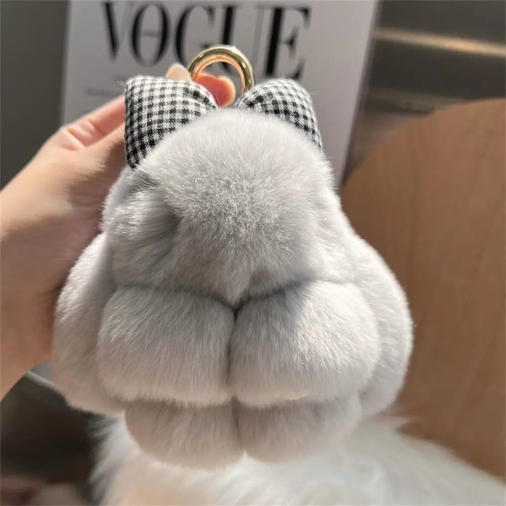 Plush Bunny Keychain Cute Bowknot Fur Rabbit Toy Charm 🐰✨