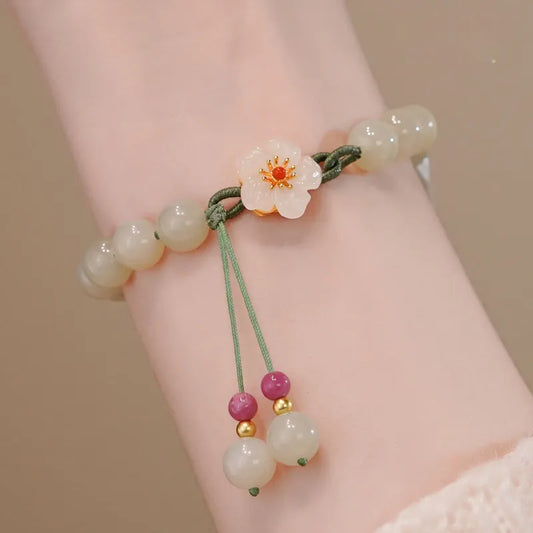 Charming Kawaii Peach Blossom Woven Bracelet 🌸✨