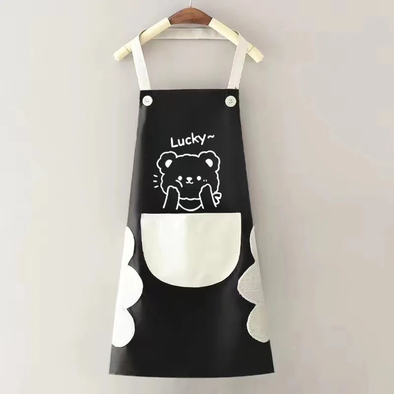 Cute Cartoon Apron for Couples Household Kitchen Catering Waterproof Sleeveless Home Cook Apron Cook Wear Smock - Pixie Quill