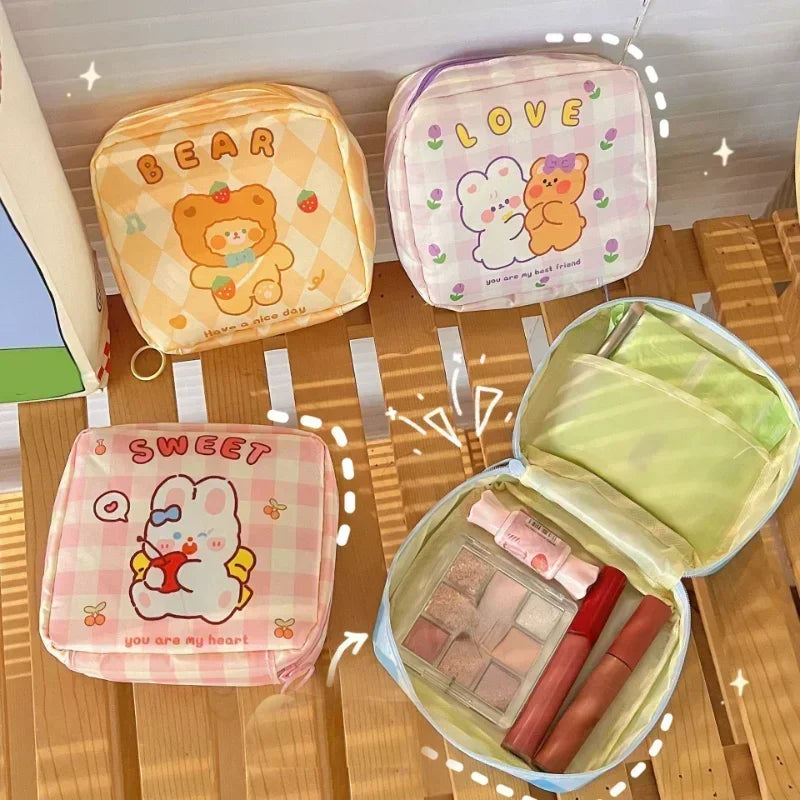 Kawaii Cartoon Cosmetic Pouch 🎀 | Mini Organizer for Makeup, Lipstick & Travel Essentials ✨