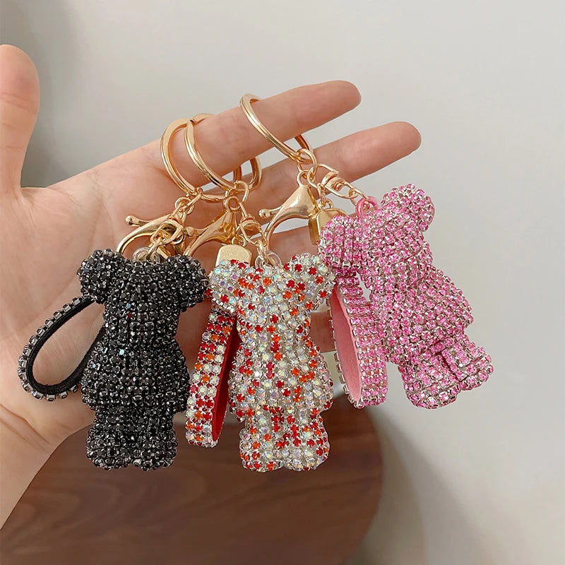 Diamond Bear Car Keychain Cute Handmade Luxury Rhinestone Bag Pendant 🧸💎✨