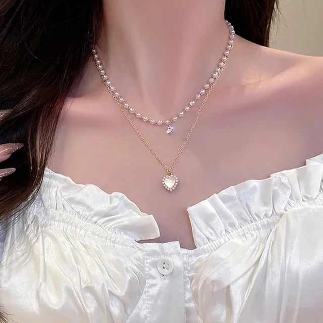 ✨ Kawaii Starry Zircon Pendant Necklace 🌟 | Cute Beaded Chain for Y2K Girls | Trendy Hip Hop Aesthetic Jewelry 🎀 | Perfect Gift for Moms & Besties! 💖