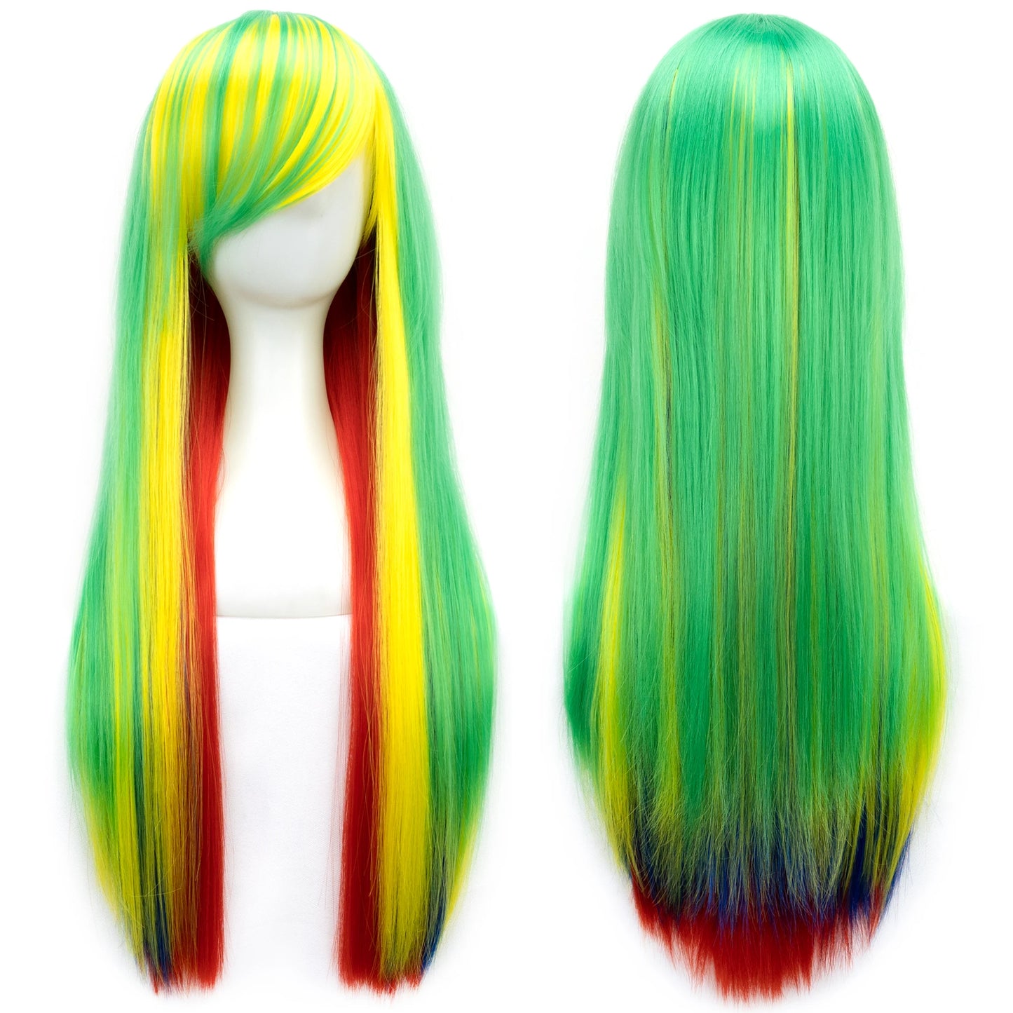 Soowee Rainbow Cute Ombre Cosplay Wig With Bangs For Black Women Synthetic High Temperature Fiber Halloween Costume 🌈✨