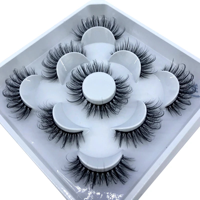 New 5 Pairs 8-25mm Natural 3D False Eyelashes Kit Mink Lashes Full Strip Look Whimsical Cute Glam 🌸✨