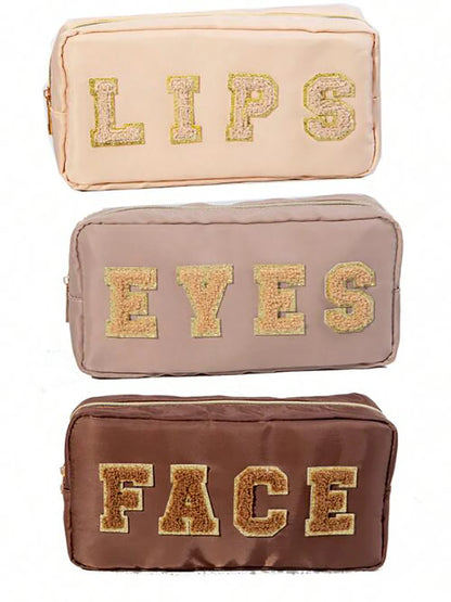 Kawaii 3PC Embroidered Makeup Bag Set 🎀💖 Waterproof & Stylish Storage for All Your Beauty Essentials! 👜✨