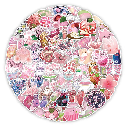 Kawaii Pink Sakura Blossom Stickers 🌸✨ - 50/100 Waterproof Vinyl Decals for Scrapbooking & Aesthetic Decor!