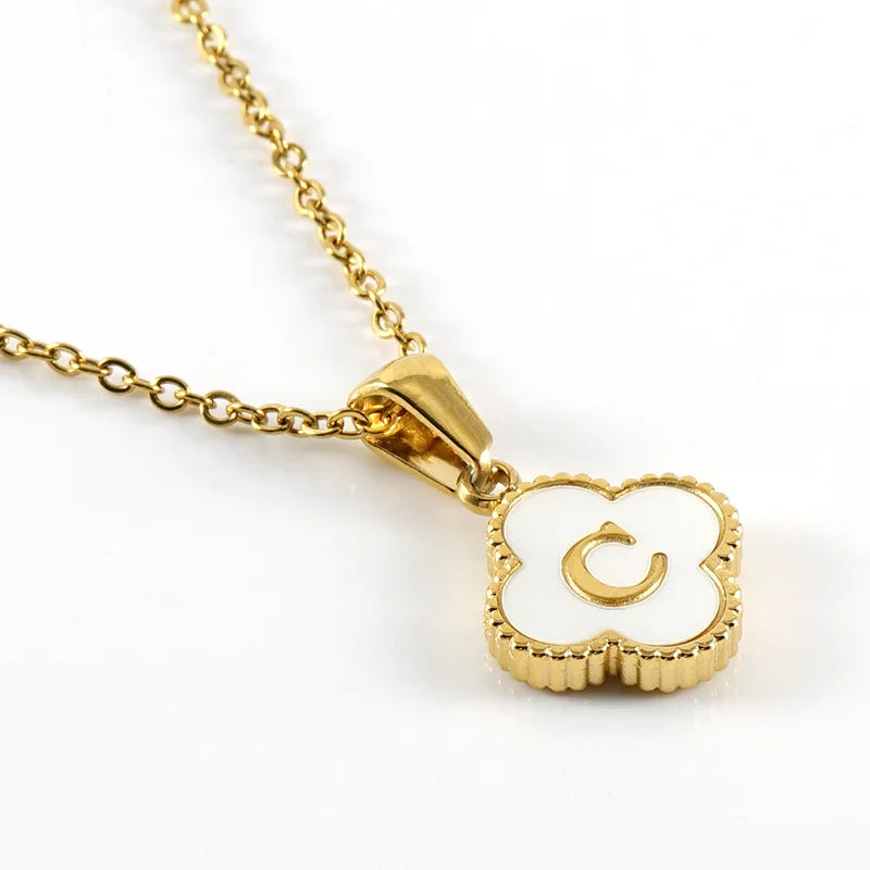 Charming Kawaii Stainless Steel Initial Necklace for Her 🌸✨ | Cute White Chain Jewelry - Perfect Valentine’s Day Gift! 💖