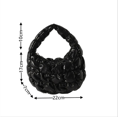 Kawaii Pleated Cloud Mini Handbag 🌈✨ | Adorable Soft Nylon Tote Bag for Trendy Women 💖🌟