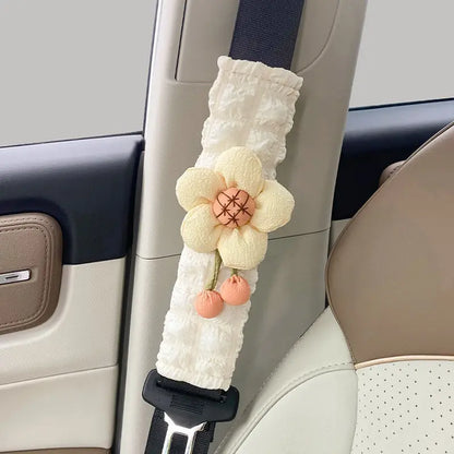 Kawaii Sunflower Car Seat Belt Cover 🌼✨ Cute Car Accessories & Decor