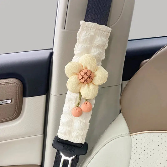 Kawaii Sunflower Car Seat Belt Cover 🌼✨ Cute Car Accessories & Decor