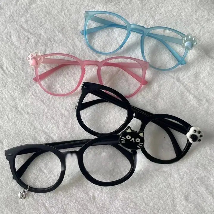 Kawaii Cat Paw Glasses Frame 🐾✨ | Y2K Anime Retro Eyewear 🎀 | Cute Decorative Gift 🎁 for Cosplay & Parties!