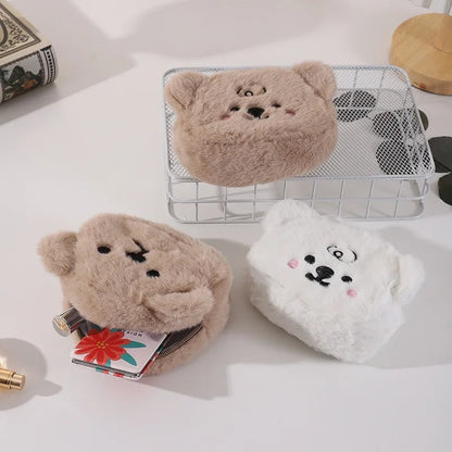 🐻✨ Adorable Plush Coin Purse & Makeup Bag - Bear Ears Edition! 🎀💖