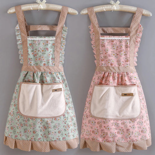 🌸 Kawaii Floral Canvas Apron 🌼 Cute & Breathable for Cooking Fun! 🍳✨