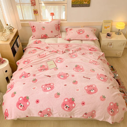 Cute Strawberry Dreams 🍓✨ Cozy Flannel Blanket for Kids - Perfect for Cuddles & Adventures! 🌟🛋️ - Pixie Quill