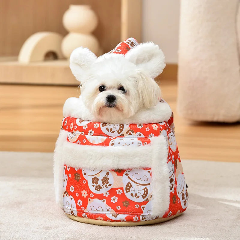 Cozy Kawaii Cat & Dog Backpack 🐾💖 | Velvet Nest Pouch for Snuggly Adventures | Warm & Comfy Pet Carrier 🐱🐶✨