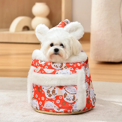 Cozy Kawaii Cat & Dog Backpack 🐾💖 | Velvet Nest Pouch for Snuggly Adventures | Warm & Comfy Pet Carrier 🐱🐶✨