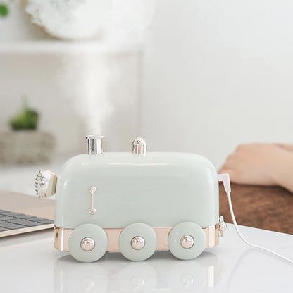 Kawaii Mini Train Ultrasonic Humidifier 🌈✨ | 300ml Retro Aroma Diffuser for Home & Office 🌸💧
