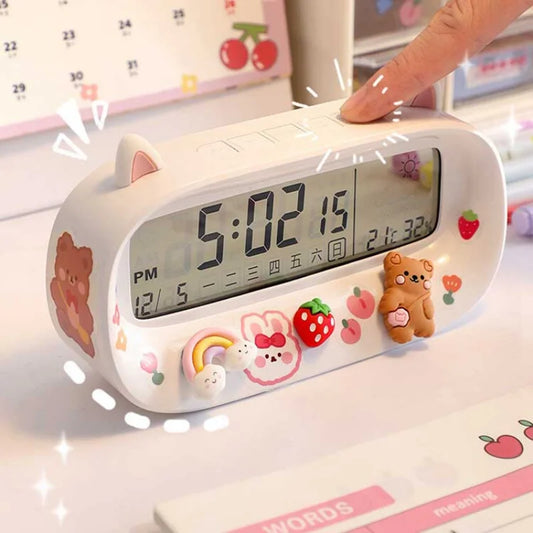 Kawaii Digital Alarm Clock 🌟 | Adorable Timekeeper with Fun Stickers 🎀 | Perfect for Students & Room Decor 💖