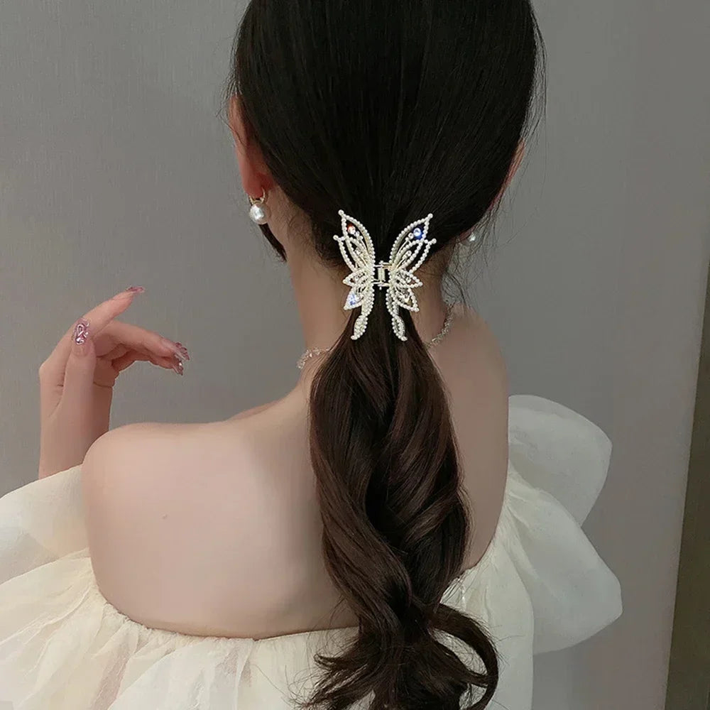 ✨ Kawaii Glitter Butterfly Hair Claw Clip 🦋 - Elegant Hollow Design for Girls & Women 🌸 Perfect for Ponytails & Vintage Styles!