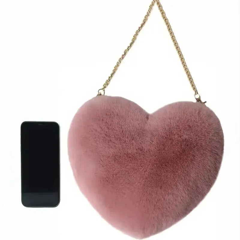 💕 Adorable Heart Plush Crossbody Bag 🎀 Cute Zipper Purse for Valentine's Day 💖