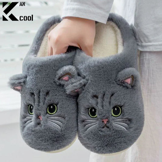 Fluffy Cat Slippers For Women And Men Warm Indoor Plush Slides 🐾😺❄️