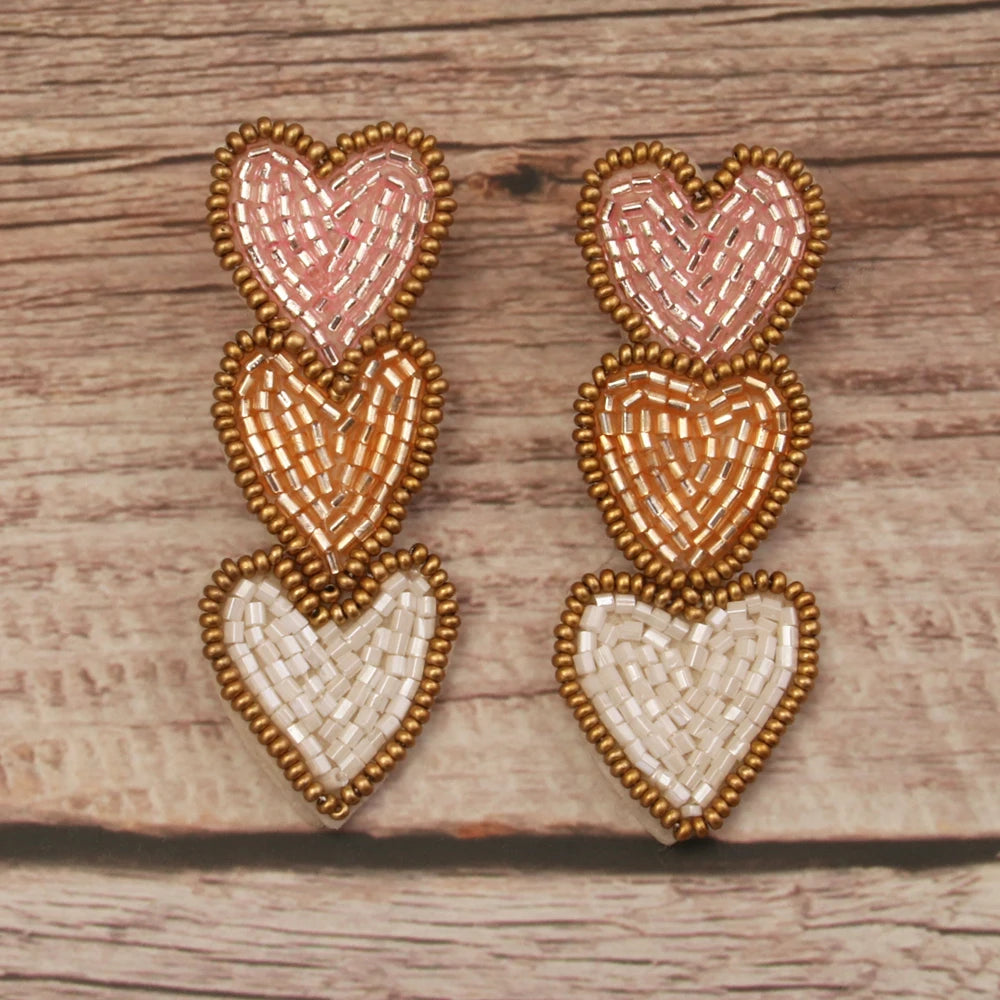 Kawaii Heart Dangle Earrings 💖✨ | Vintage Beaded Jewelry Gifts for Lovebirds 🌟💕