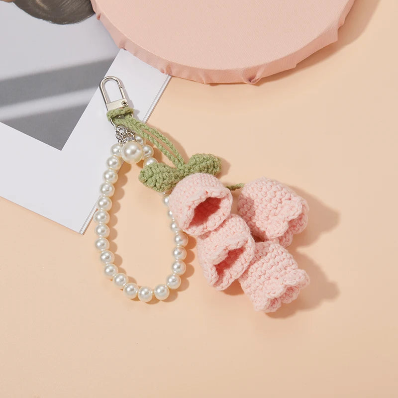 Pastel Handmade Crochet Flower Keyring For Bags And Cars 🧶🌸 Cute Gift