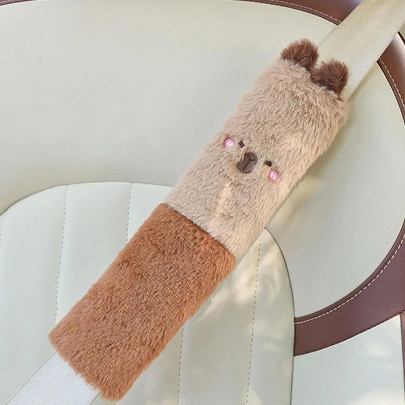 Kawaii Plush Capybara Seat Belt Covers 🐾✨ - Cozy Safety Accessory for a Fun Ride!