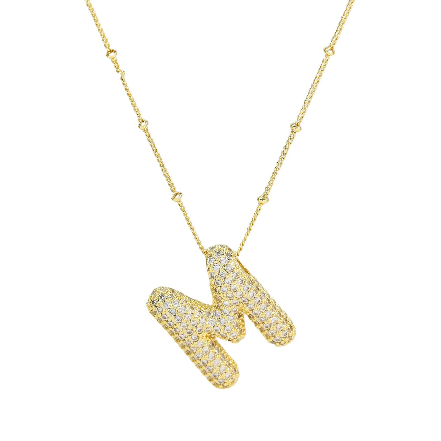 Kawaii CZ Zircon Balloon Initial Necklaces 🎈✨ A-Z Alphabet Bubble Letter Pendants for Trendy Women 💖 Fashion Jewelry