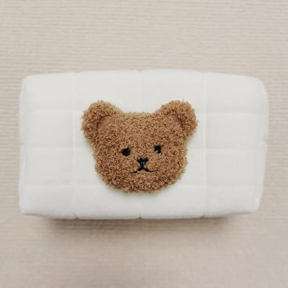 Kawaii Bear Baby Toiletry Bag 🐻✨ - Cute Cotton Makeup & Diaper Organizer for Moms! 🍼💖