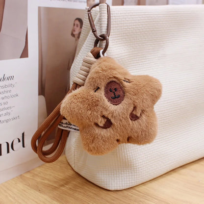 Kawaii Capybara Squeaky Plush Keychain 🐾✨ Cute Cartoon Animal Bag Charm for Couples & Kids 🎒💕