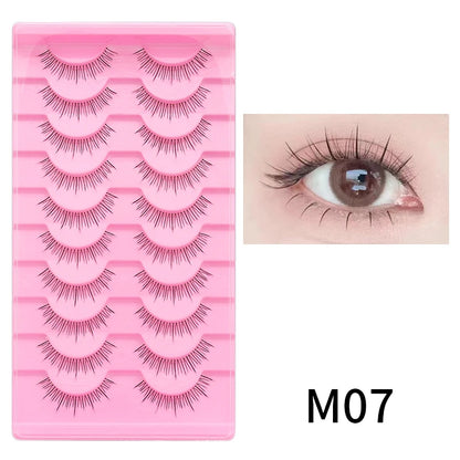 Adorable Manga Style False Eyelashes 10 Pairs Natural Full Strip Lashes For Anime Look Makeup ✨🐰🎀🌸