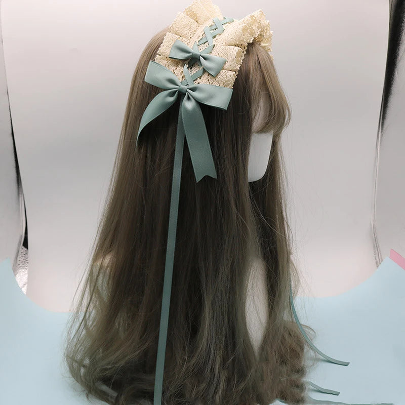 Pastel Bowknot Lace Flower Hair Band Cosplay Accessory Handmade Wholesale 🎀💖