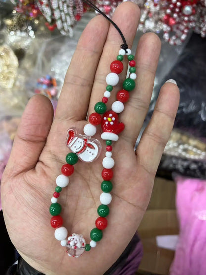 Whimsical Christmas Phone Chain Charm 🎄 Cute Wrist Strap Lanyard For IPhone