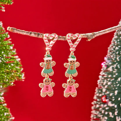 Colorful Gingerbread Drop Earrings For Women Christmas Enamel Santa Snowman 🎄🎁