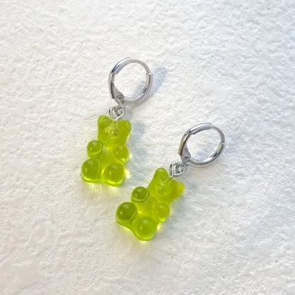 🌈 Sweet Rainbow Bear Dangle Earrings 🍬✨ Cute Acrylic Drop Jewelry for Trendy Girls! 🐻💖