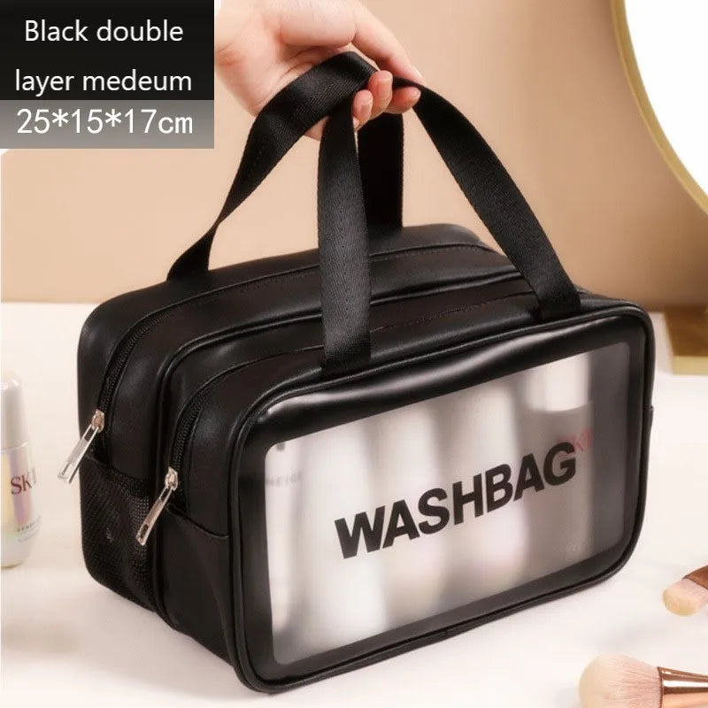 Kawaii Waterproof Travel Makeup Bag 🌟✨ | Cute Transparent Cosmetic Organizer for Women 💖✈️