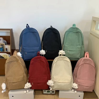 🎒 Cozy Corduroy Cutie: Japanese-Inspired Backpack for School Adventures! 🌟 - Pixie Quill