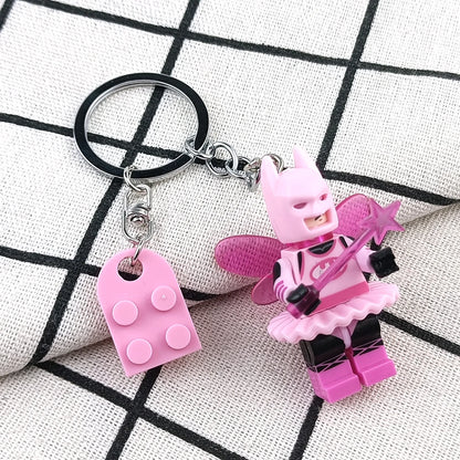 Cute 3D Fairy Star Bat Keychain Set Pink Black Heart Backpack Charm 🗝️