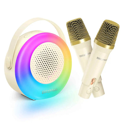 Kawaii Karaoke Fun! 🎤💖 Mini Bluetooth Singing Machine with 2 Wireless Mics - Perfect Gift for Kids & Families! 🌈✨